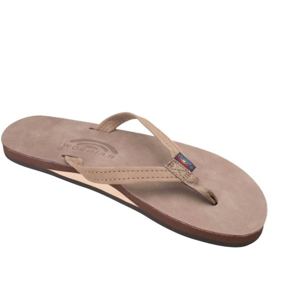 Rainbow Sandals Women's Single Layer Narrow Strap Flip Flop - Dark Brown